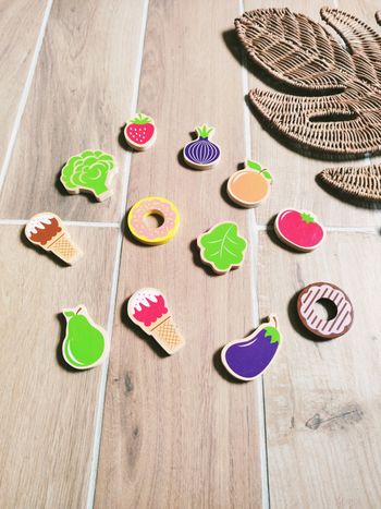 🍓Dinette diverses pièces en bois avec fruits, légumes, glaces