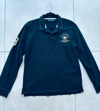 Magnifique polo noir homme manches longues Frank Ferry L