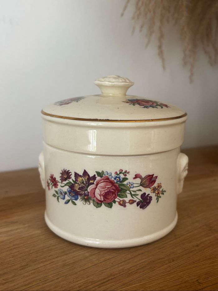 Vintage petit pot bonbonnière motif floral Sarreguemines - photo numéro 2