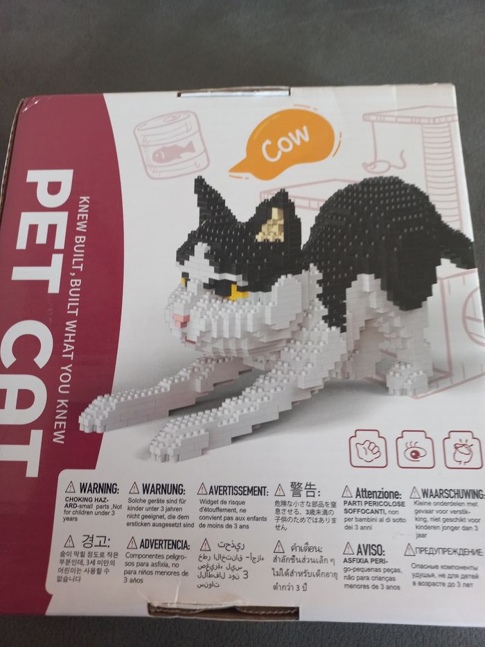 Construction chat noir et blanc mini brick blocks - photo numéro 3