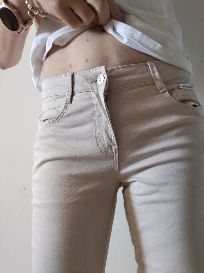 Jean, crème, camaïeu, taille 36, neuf - photo numéro 2