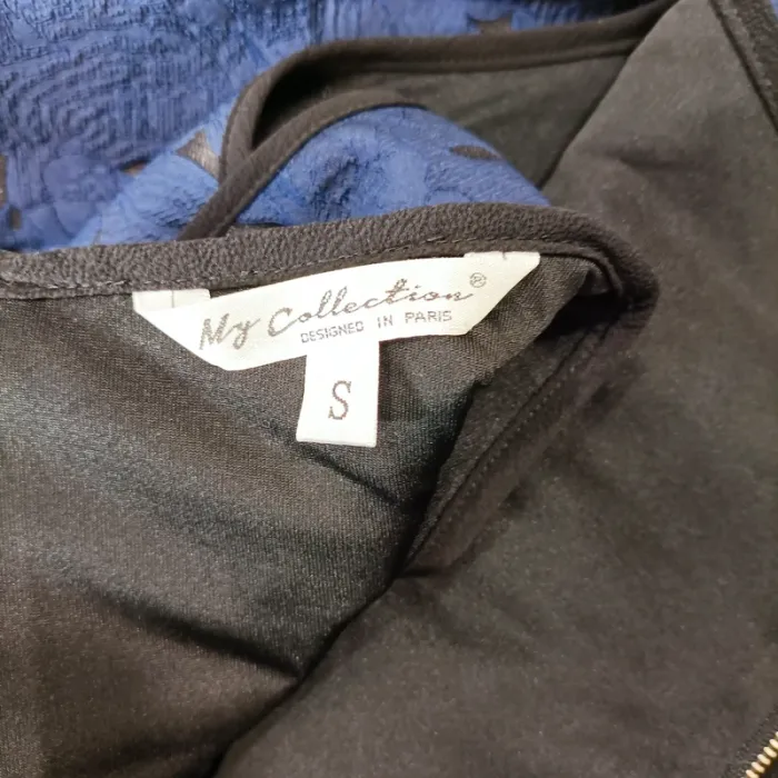 Robe bleue sans manches motif ajouré Jus d’Orange – Taille S, zip doré A955 - photo numéro 10