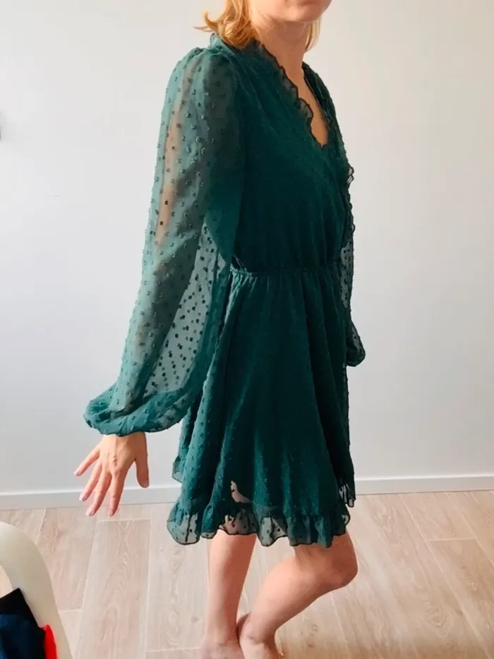 Robe en tulle vert foncé SHEIN taille XS en très bon état - photo numéro 4