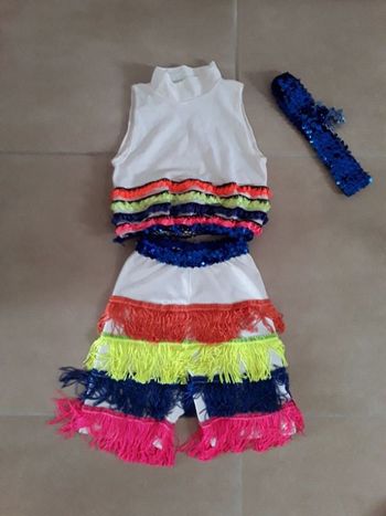 Déguisement multicolore franges et sequins fille 8-10 ans