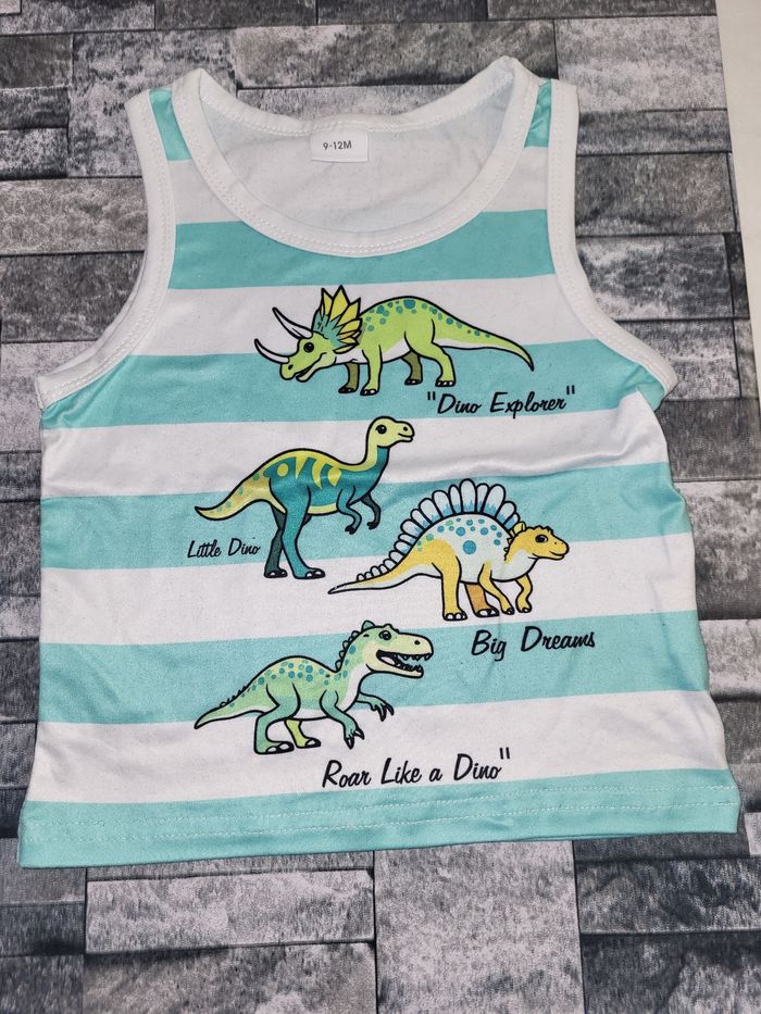 Ensemble short et débardeur dinosaures 9/12mois - photo numéro 2