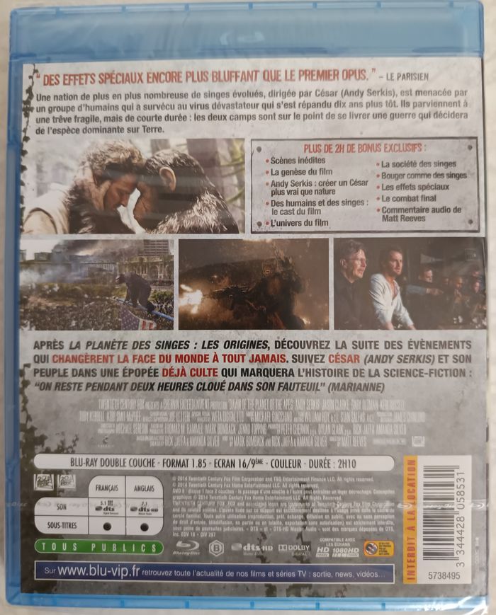 Blu Ray : La planète des singes L'affrontement - Neuf Scellé - photo numéro 2