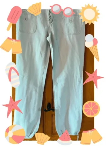 Pantalon en lin gris clair 38