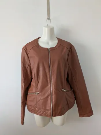 Veste zippée légère en simili marron - Blancheporte - taille 48