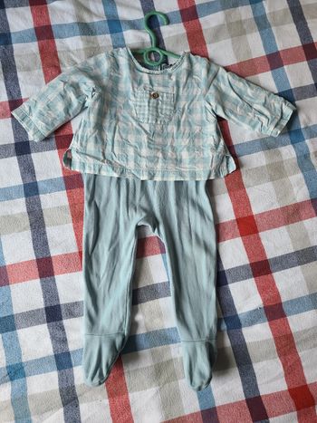 Pyjama Bout'chou effet deux-en-un bleu vichy
