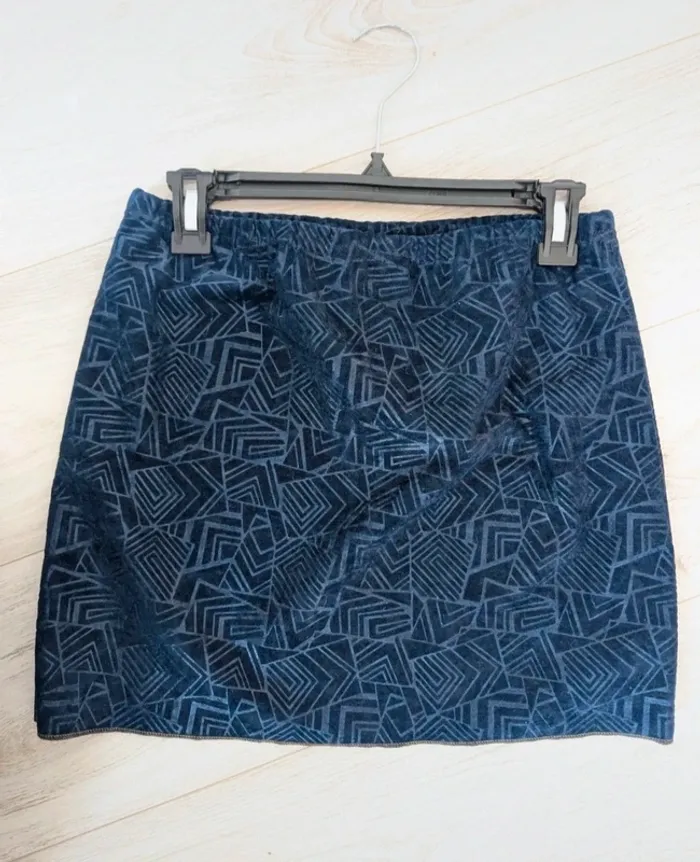 Jupe courte bleu marine motif géométrique taille 36 élastique - photo numéro 3