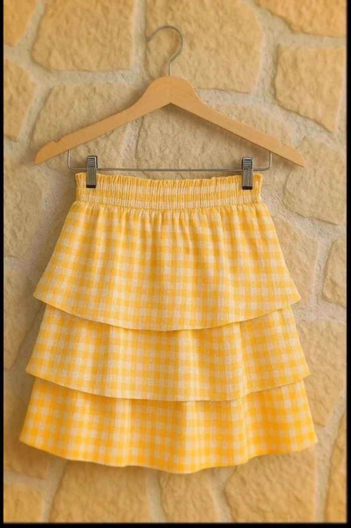 Jupe à Volants Vichy Jaune - Taille XS - H&M - photo numéro 2