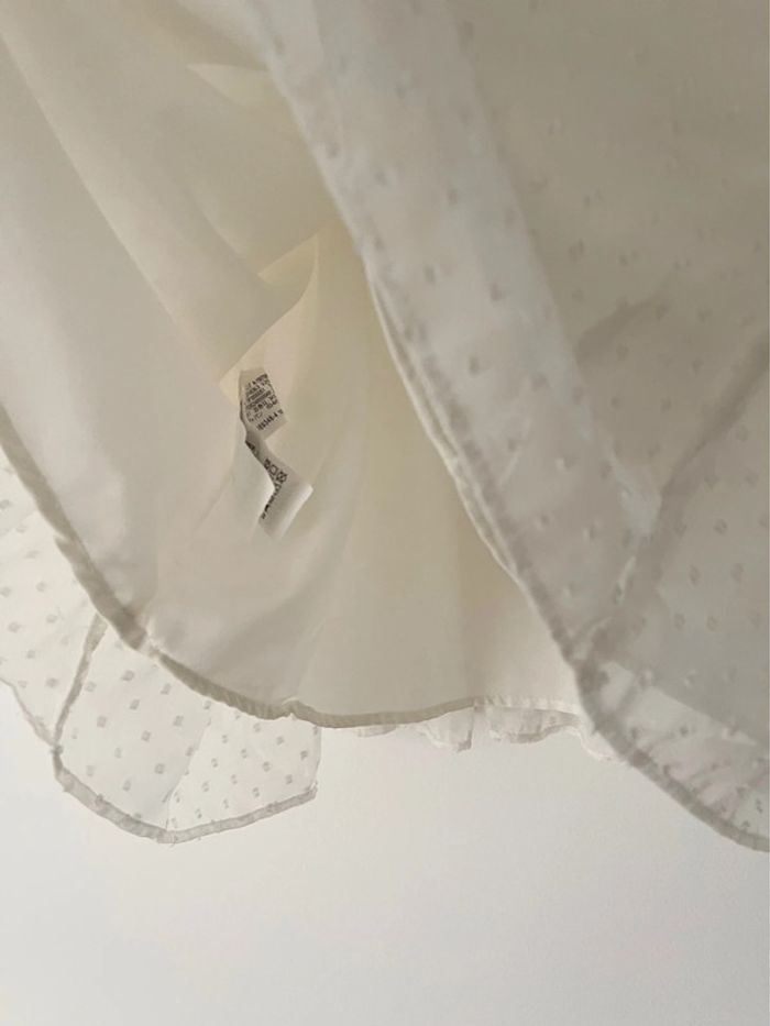 Haut blanc brodé à fleurs Zara Trafaluc coupe babydoll taille XS - photo numéro 9