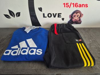 Bas de joggingcadidas + 1 sweat adidas 15 /16 ans