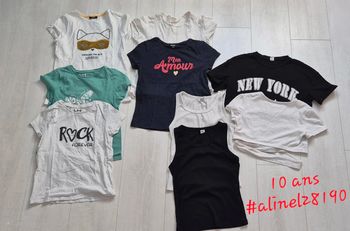 Lot de 7 t-shirts été fille 10 ans