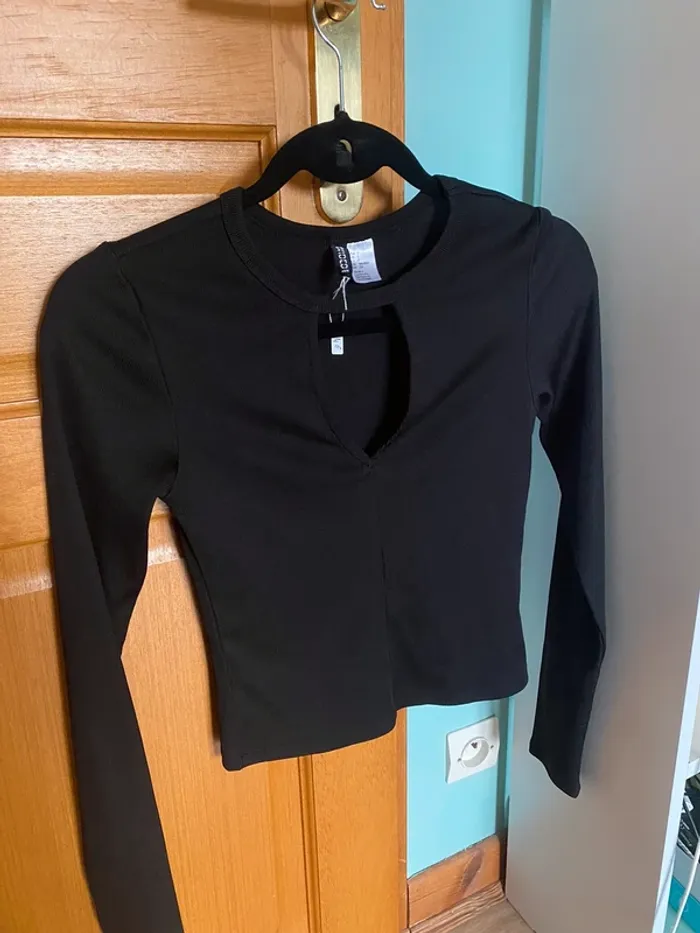 top noir crop top h&m taille S