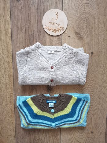 Lot de 2 gilets en maille 3 mois