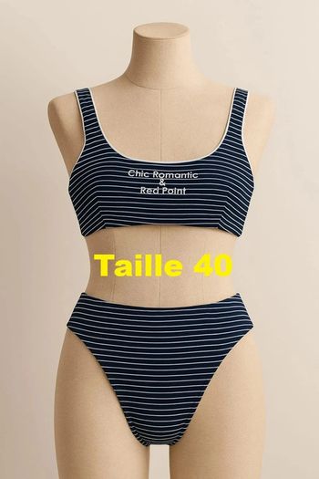 Maillot de bain bleu marine rayé blanc Red Point Taille 40
