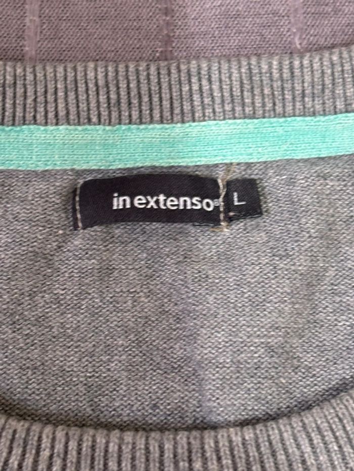 Pull homme à rayures menthe et gris L - photo numéro 3