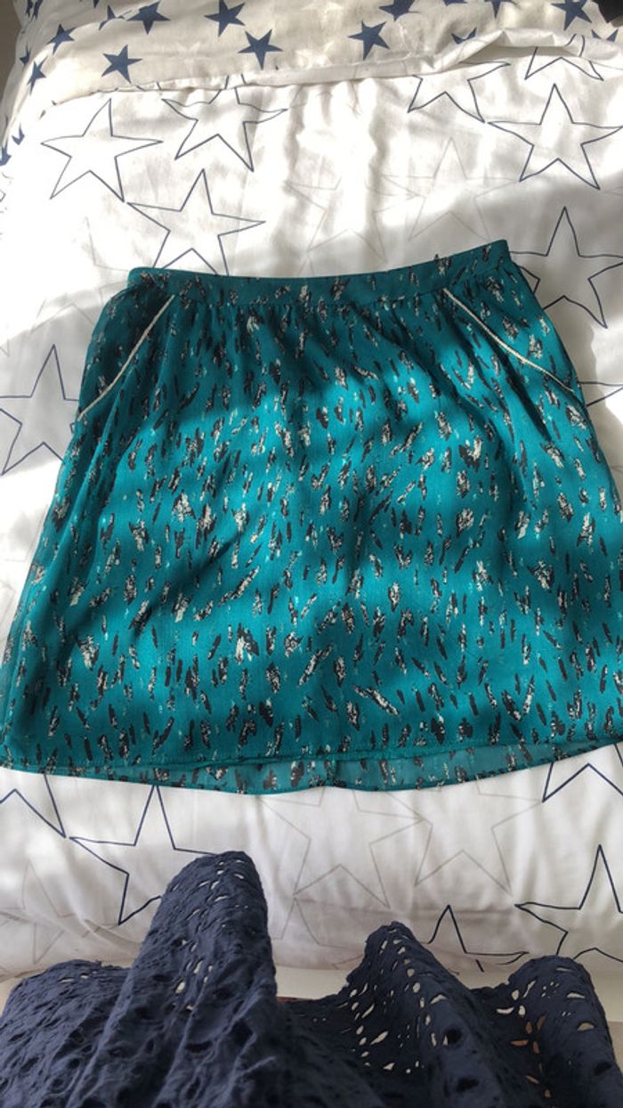 Sublime jupe Naf Naf verte et argentée taille 38 - photo numéro 4