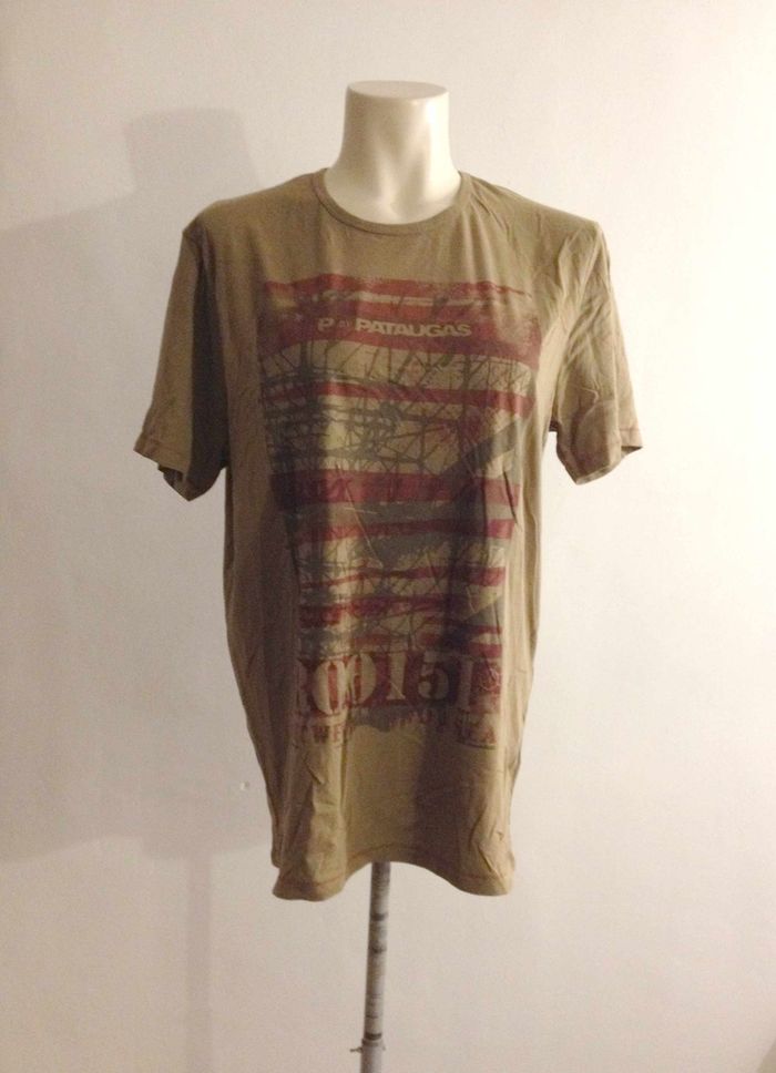 T shirt marron avec motifs abstrait ✧ manches courtes ✧ look masculin ✧ taille 38 ✧ pataugas - photo numéro 2