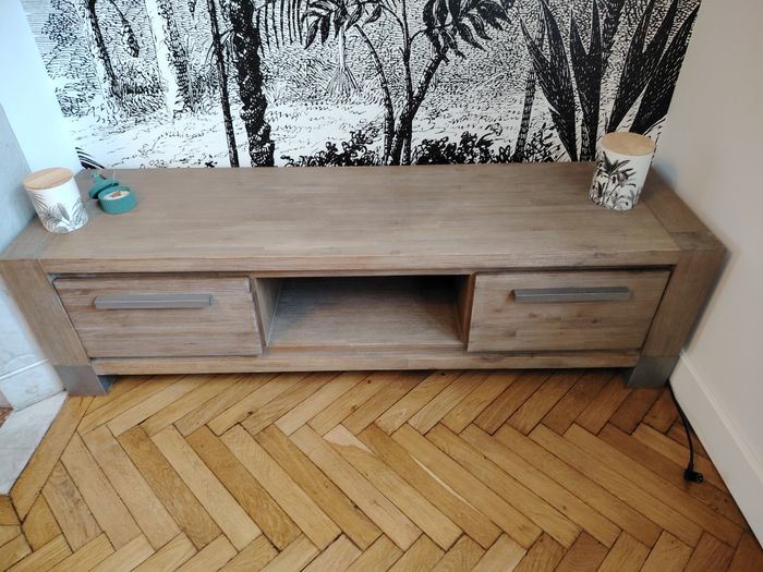 Meuble TV H&H Acacia massif - photo numéro 2