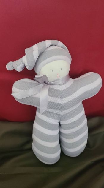 doudou lutin  poupée chiffon ligné gris