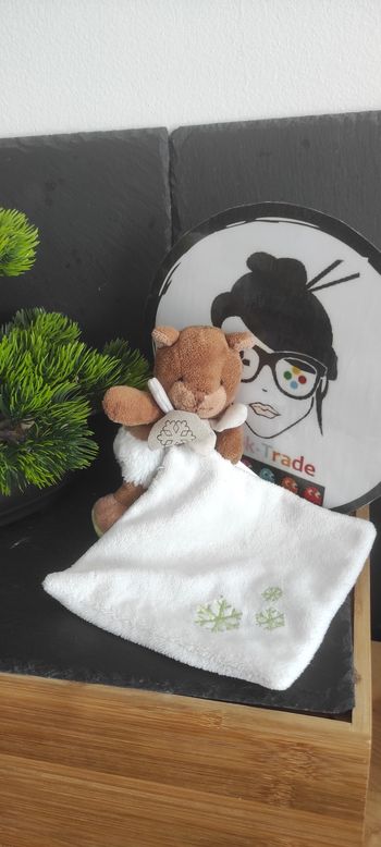 doudou ours marmotte histoire d'ourse blanc marron flocon ho249gr vert phosphorescent