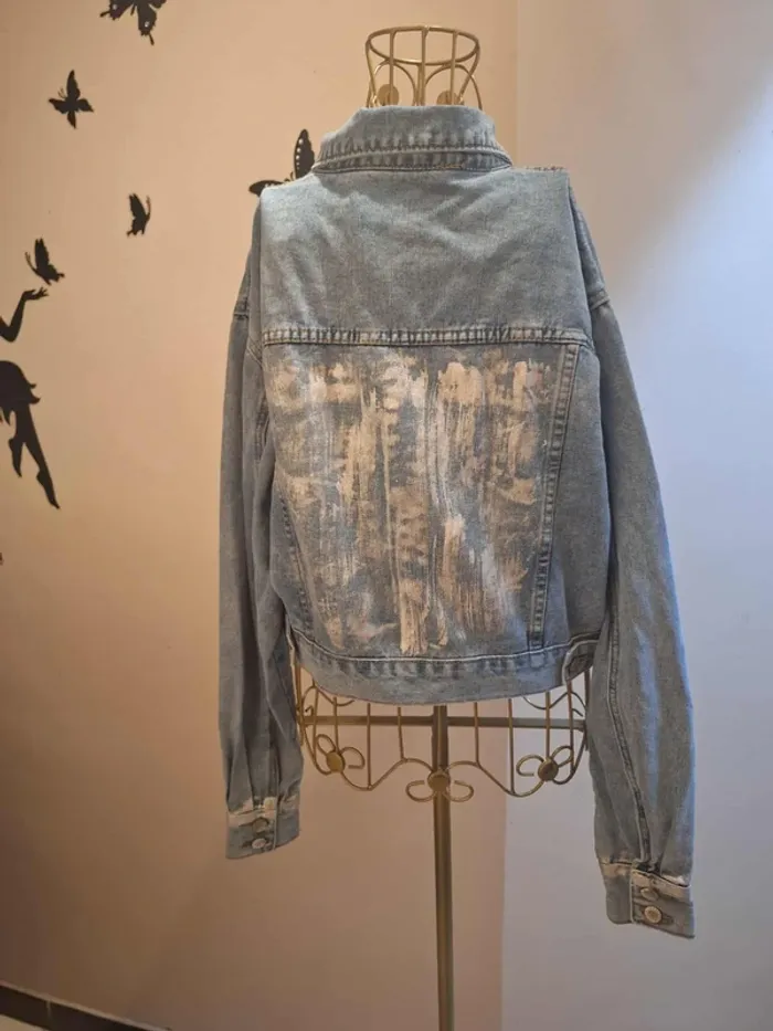 Veste courte en jeans & argentée - Esther.H - photo numéro 3