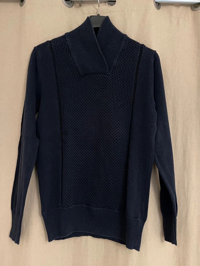 Pull bleu marine en coton - H&M - T.M - photo numéro 2