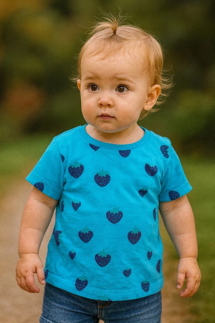 T-shirt turquoise fraises TAO