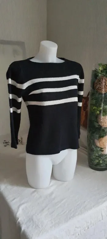 Pull col bateau rayé femme maille taille S