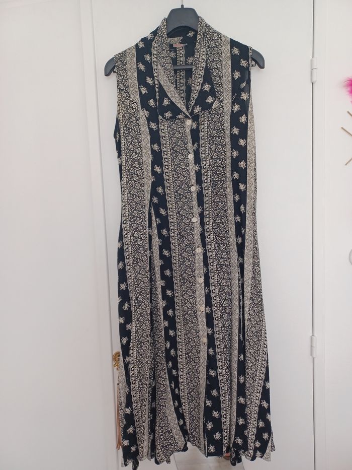 Robe longue vintage noire et blanche taille S - photo numéro 2
