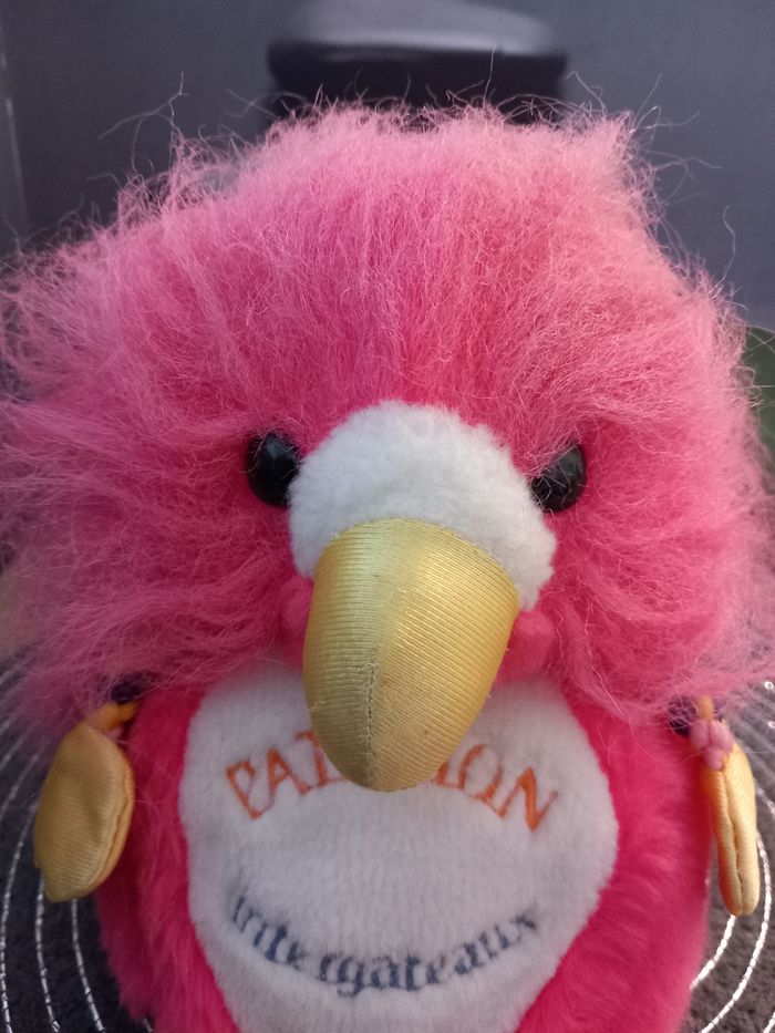 Peluche oiseau Ajena pâtisson rose 20 cm vintage - photo numéro 3
