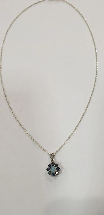 Neuf: Sublime collier pendentif argent opale saphirs véritables