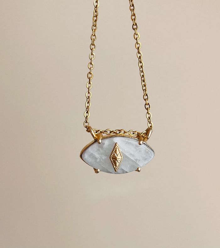 Collier amulette œil protecteur Pierre de Lune - photo numéro 4