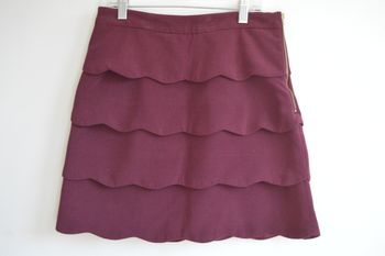 Jupe bordeaux à volants festonnés – H&M – Taille 36