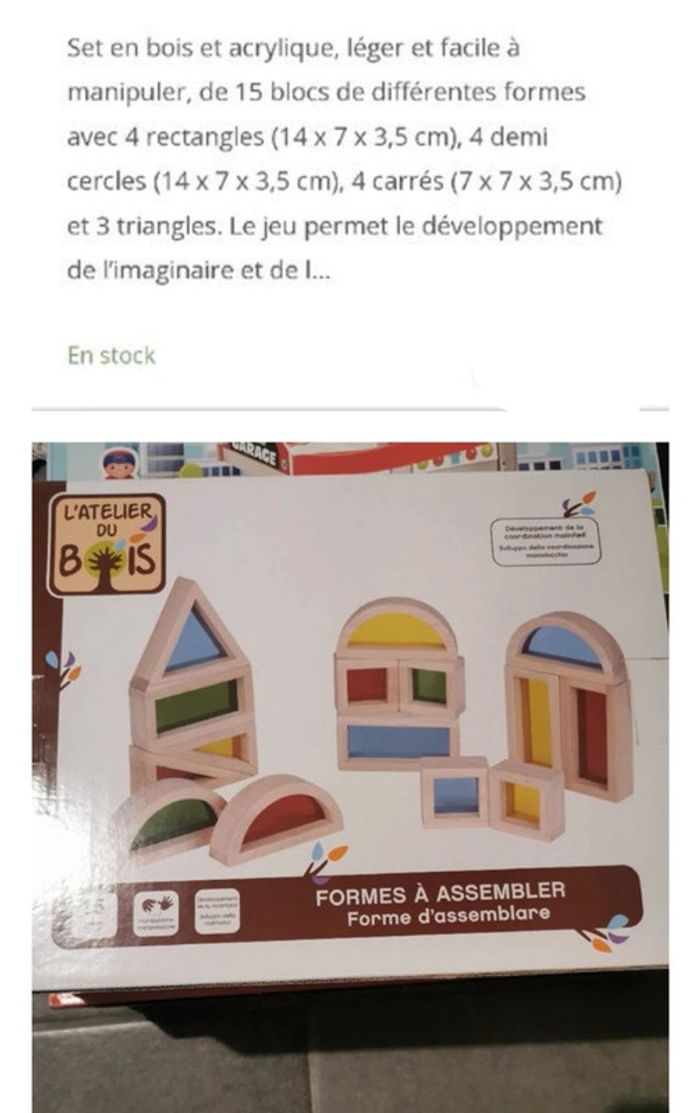 Jeu de construction 15 pièces en bois