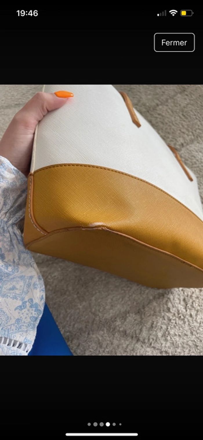 Sac à main blanc et montarde - photo numéro 4