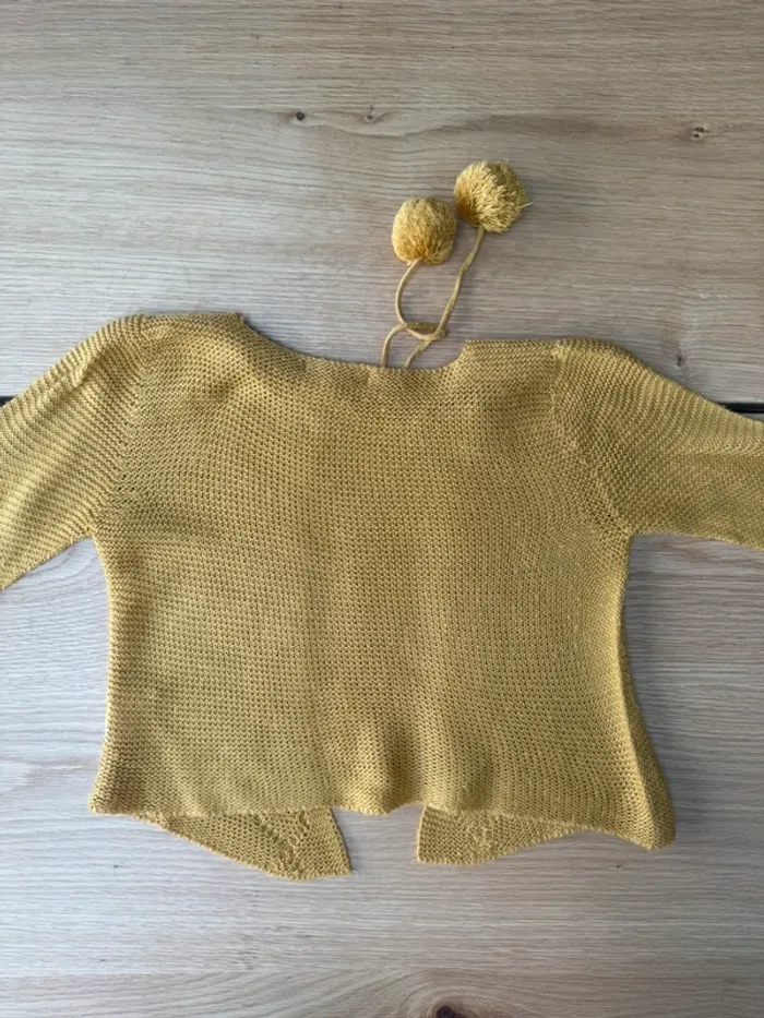 Gilet jaune moutarde avec deux pompons - Taille 2/3 Ans - photo numéro 8