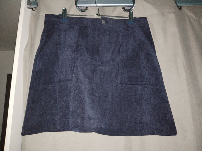 Jupe courte en velours bleu marine