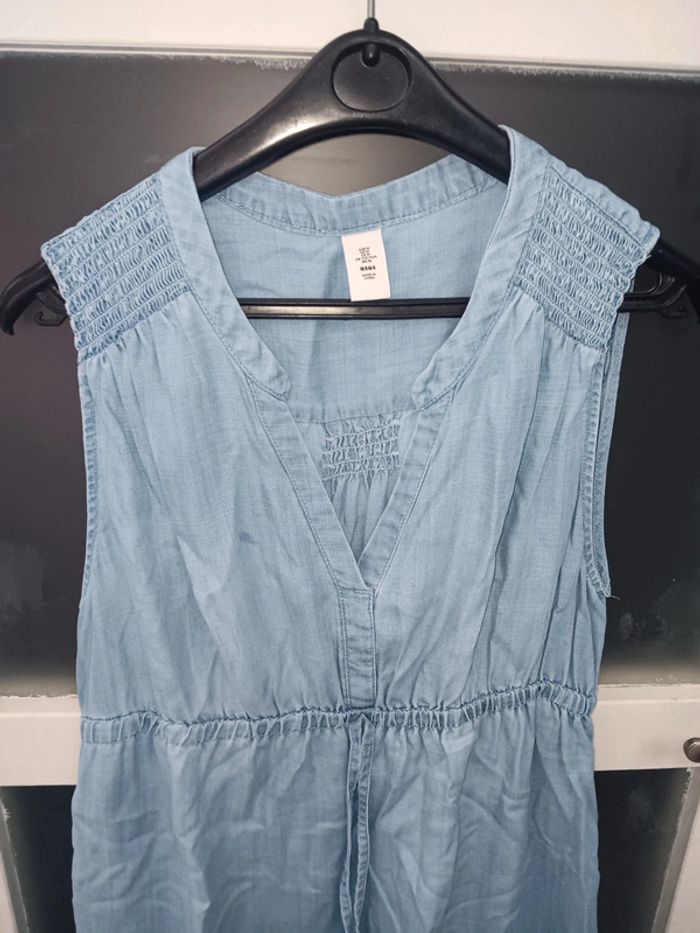 Robe légère en jean taille M sans manches, taille élastique - photo numéro 2