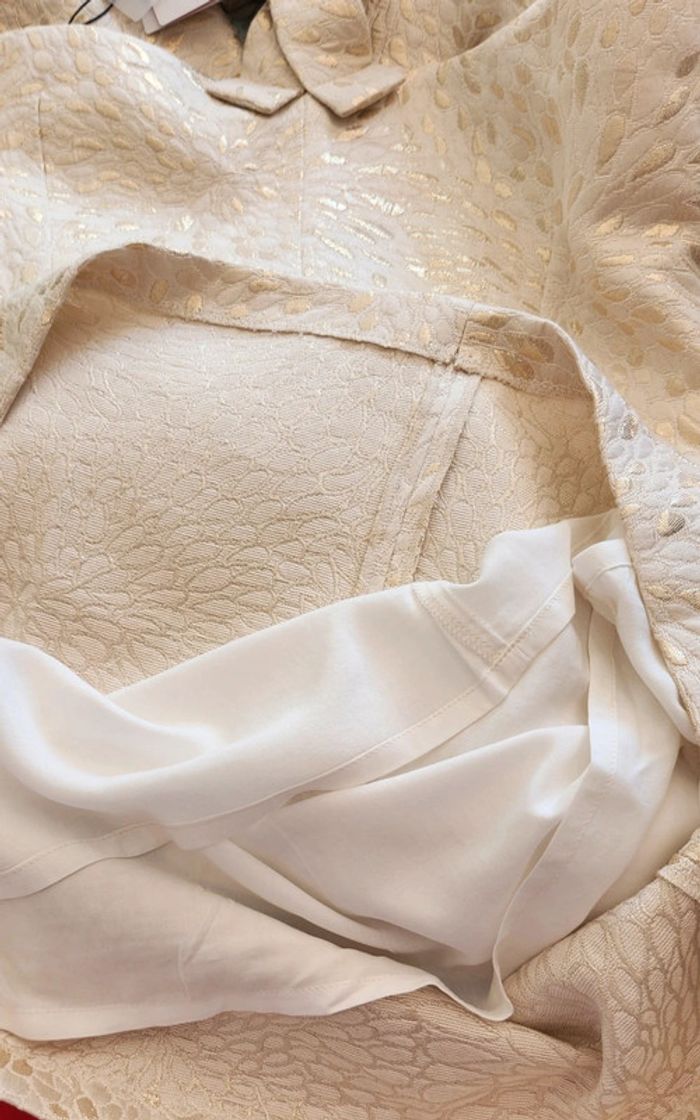 Robe bretelles fourreau crème doré taille 42 Naf Naf - photo numéro 4