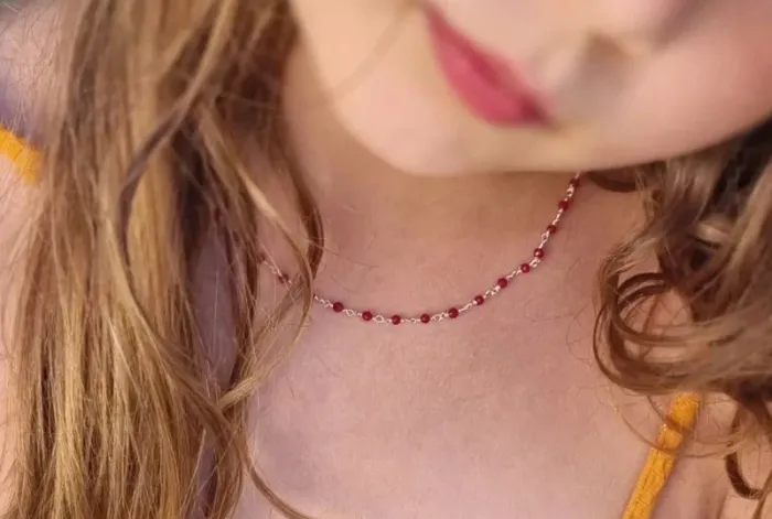 Collier "ELSA" Couleur : Argent- Pierres : Rubellite