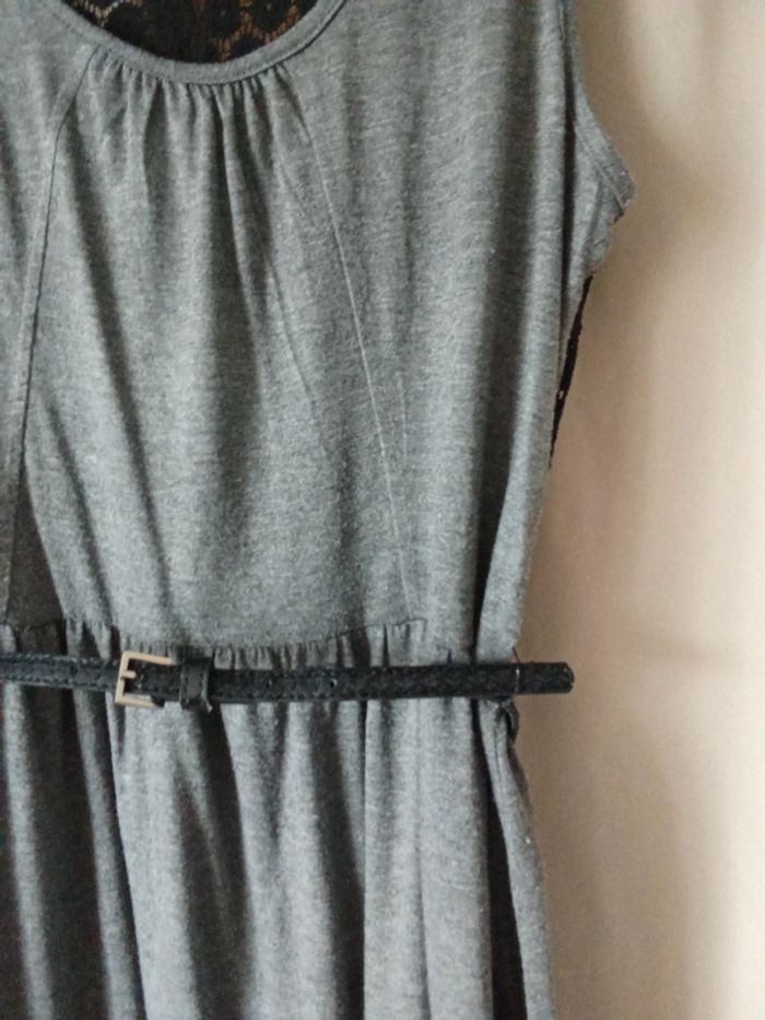 Robe grise ceintrée et dos ajouré Cache-Cache taille 42 - photo numéro 2