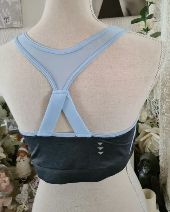 Brassière de sport grise/bleu ciel Tex Sport Taille L Neuve - photo numéro 2
