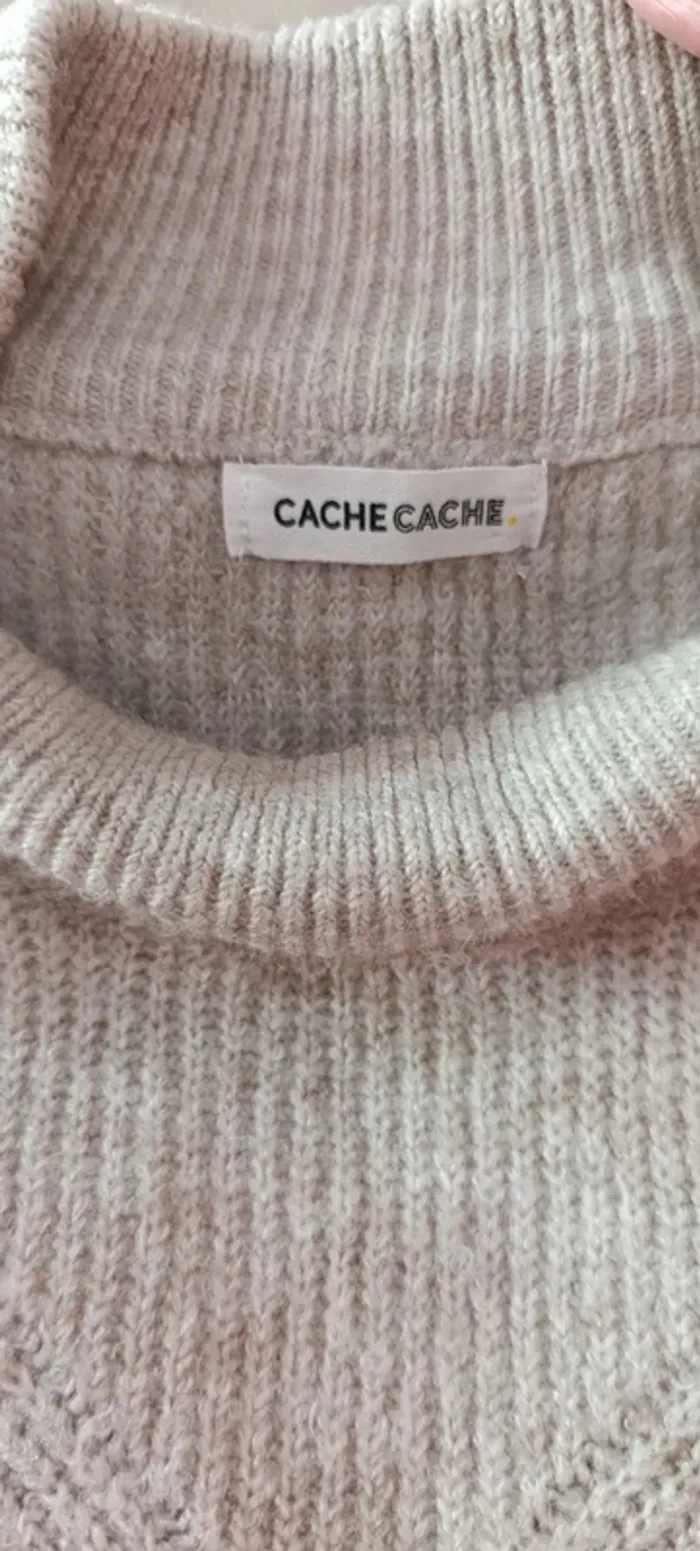Pull cache cache beige doux taille M - comme neuf - photo numéro 4