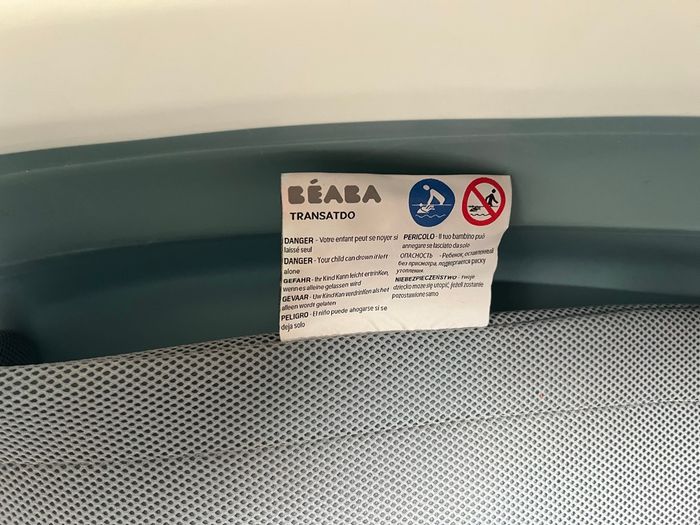 Lot baignoire béaba eazypop pliable + transat bleu bébé