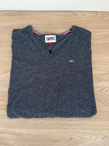 T-shirt gris avec logo brodé original Tommy