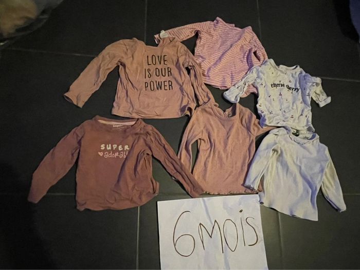 Lot de 6 tee-shirt manches longues 6 mois - photo numéro 2