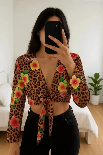 Top fleurs Hawaii 🌸 & léopard 🐆 Collusion Taille 38